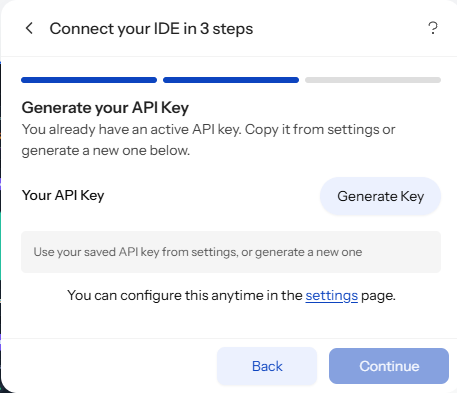 UXMagic dialog generating an API key and MCP configuration