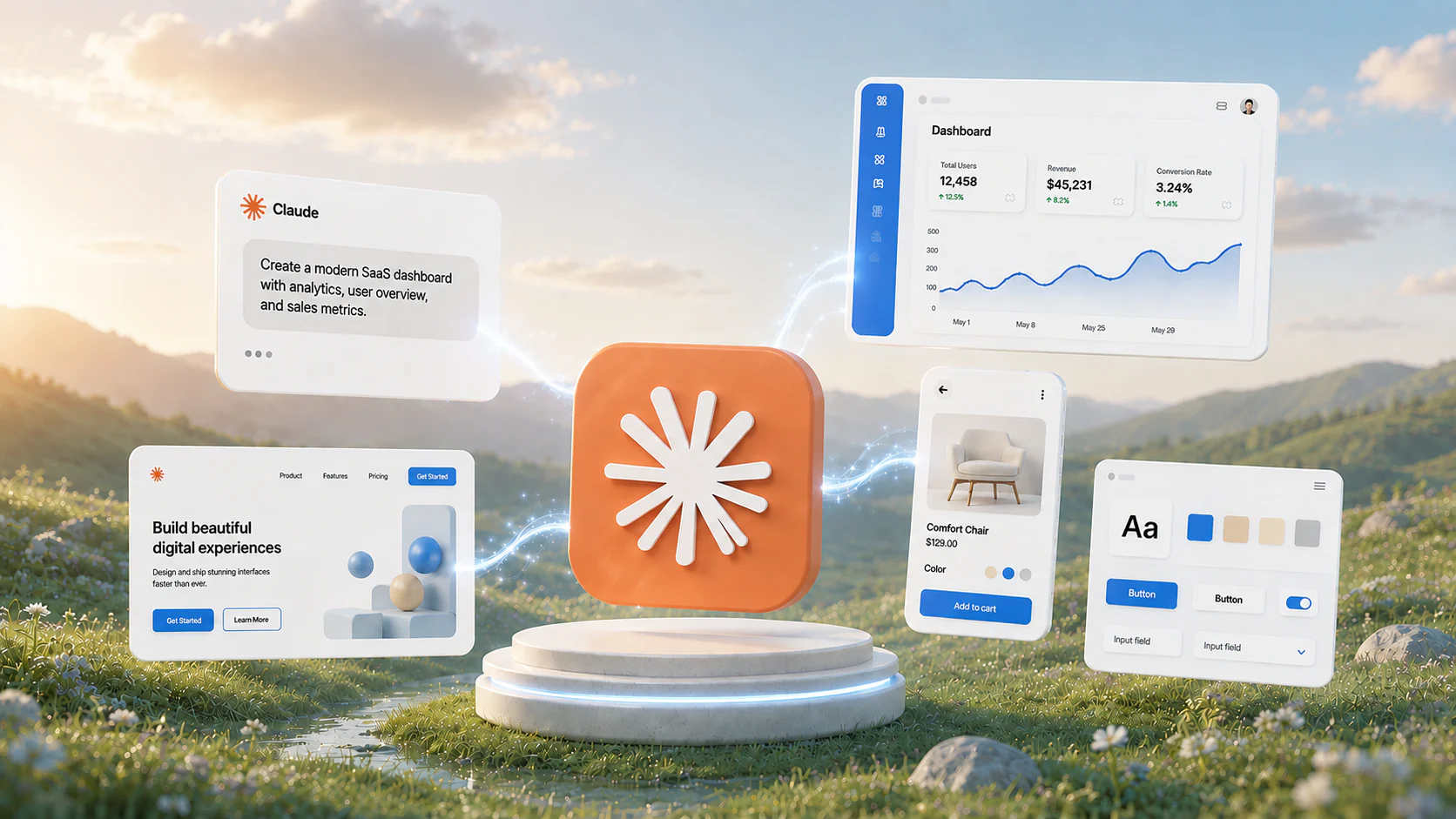 Claude and UXMagic generating dashboard and mobile interfaces side by side
